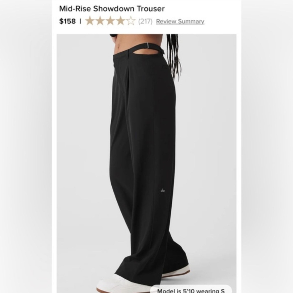 ALO Yoga Black Mid-Rise Showdown Trouser
